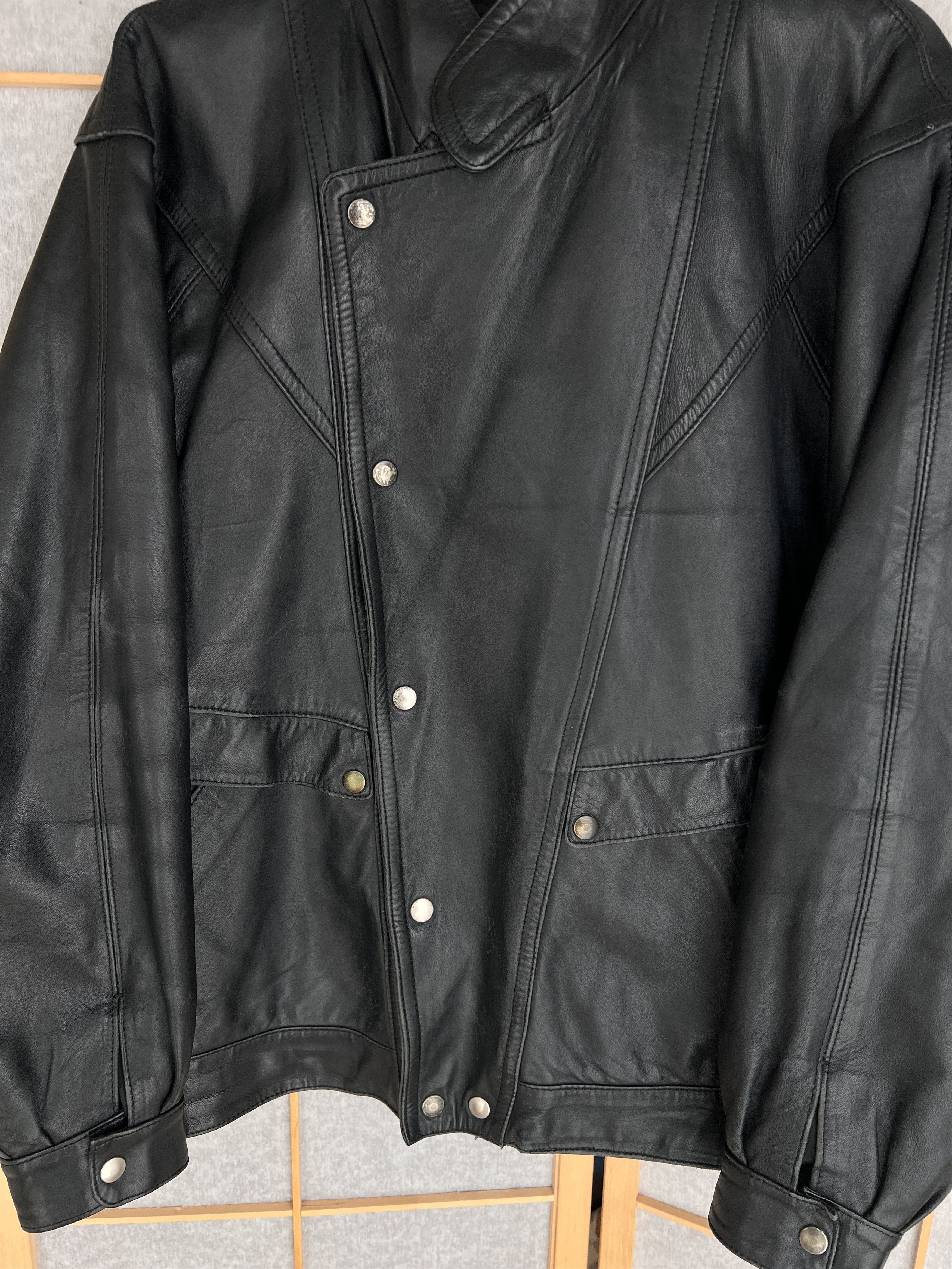 If Six Was Nine Rare Asymmetric rick owens type leather bomber racing jacket Size US L / EU 52-54 / 3 - 14 Thumbnail
