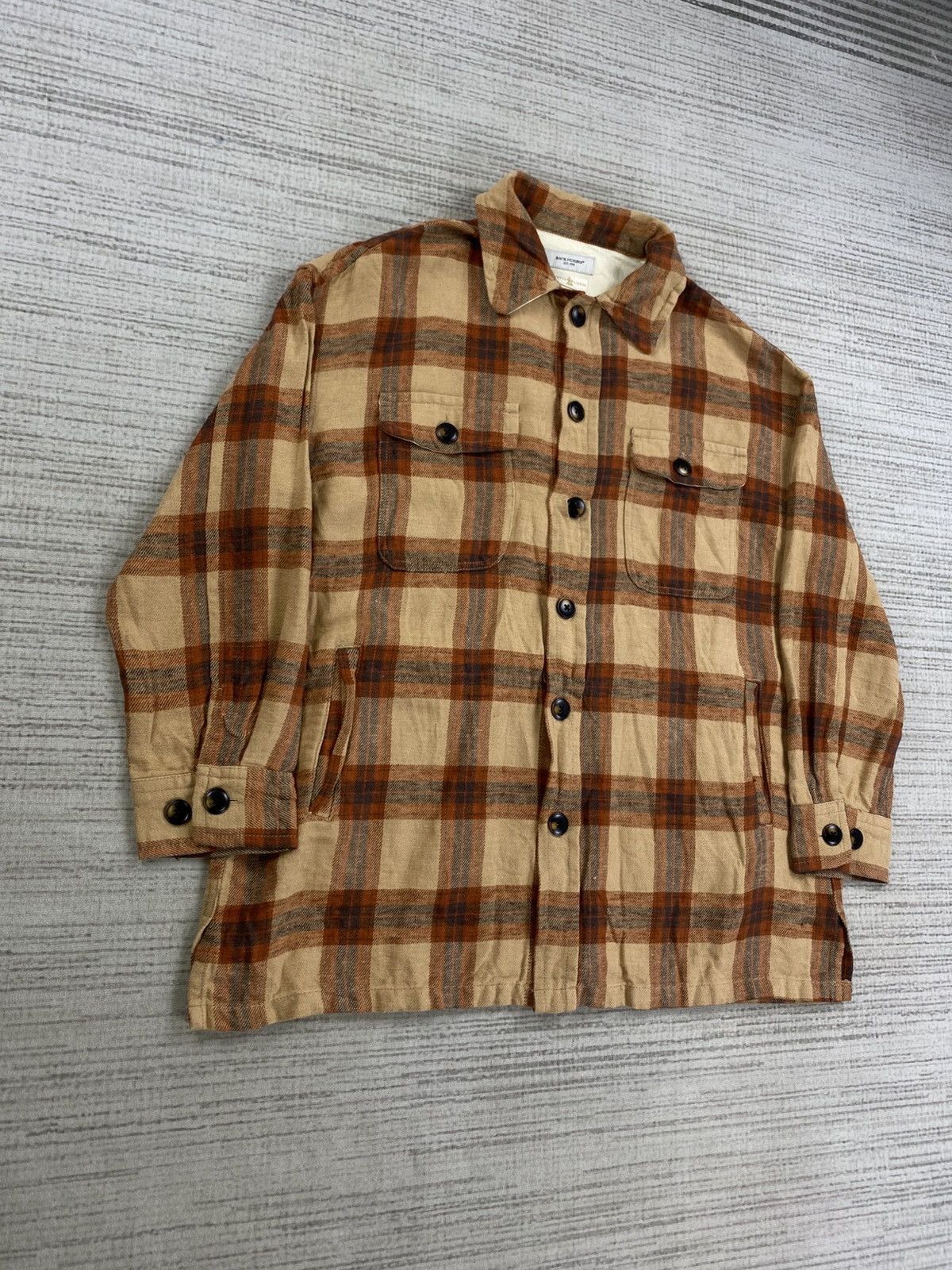 Flannel × Japanese Brand × Vintage Vintage Back Number Brown Checked Flannel Size US L / EU 52-54 / 3 - 3 Thumbnail