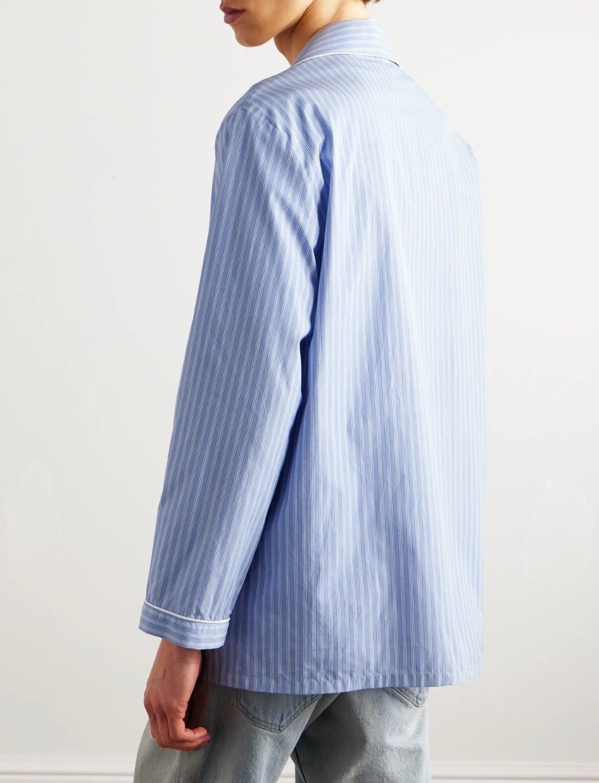 Celine Celine Logo-Embroidered Striped Shirt size 52/us size 42 Size US L / EU 52-54 / 3 - 3 Thumbnail