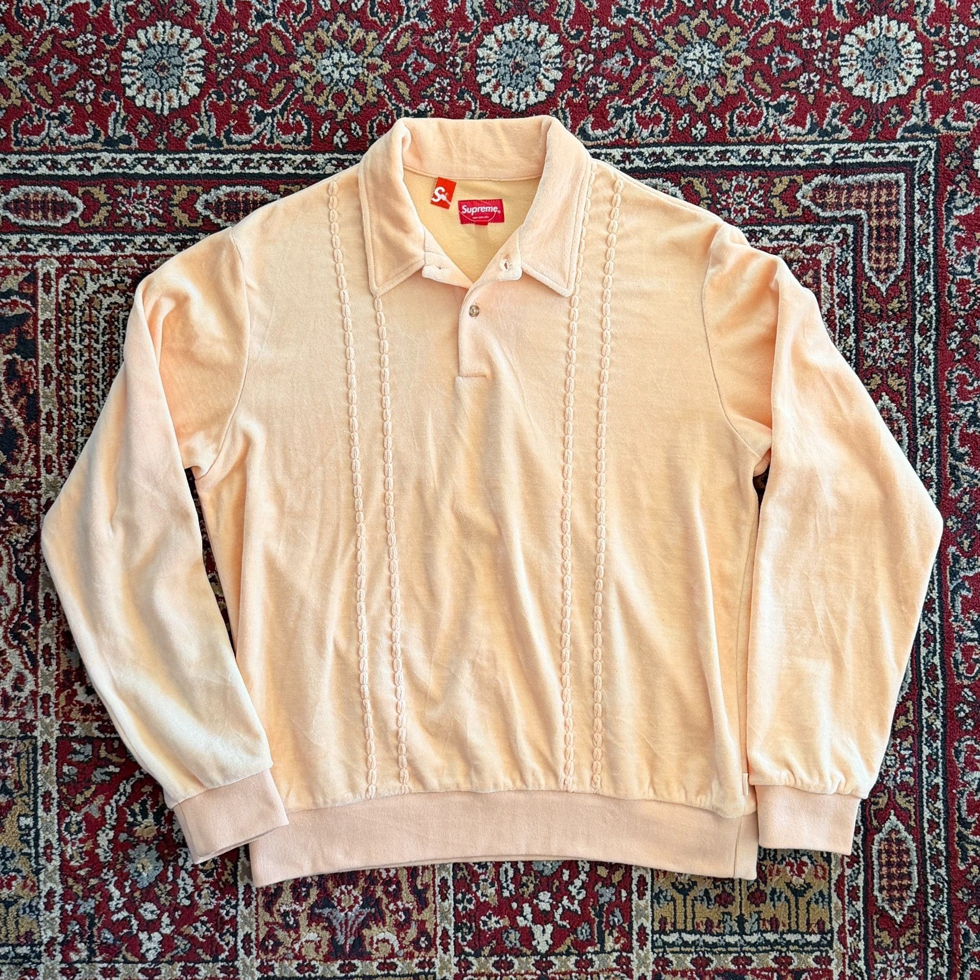 Supreme Supreme Stripe Velour Polo Shirt | Grailed