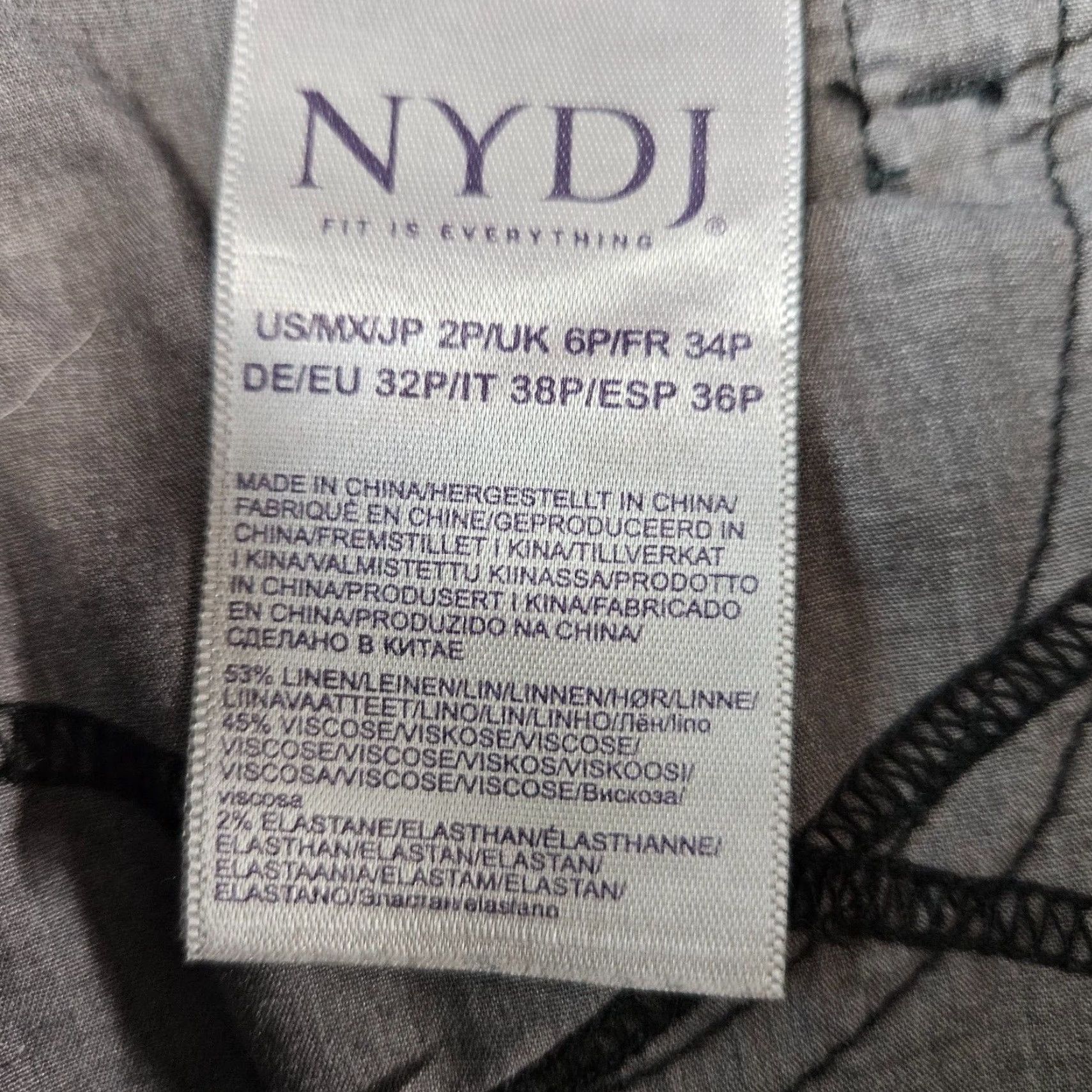 NYDJ NYDJ Womens Pants Sz 2P Solid Black Linen Blend Mid Rise Straight Leg 28in Inseam Womens Pants 2P Black Linen Blend Straight Leg Mens? Womens Size 26" / US 2 / IT 38 - 7 Thumbnail