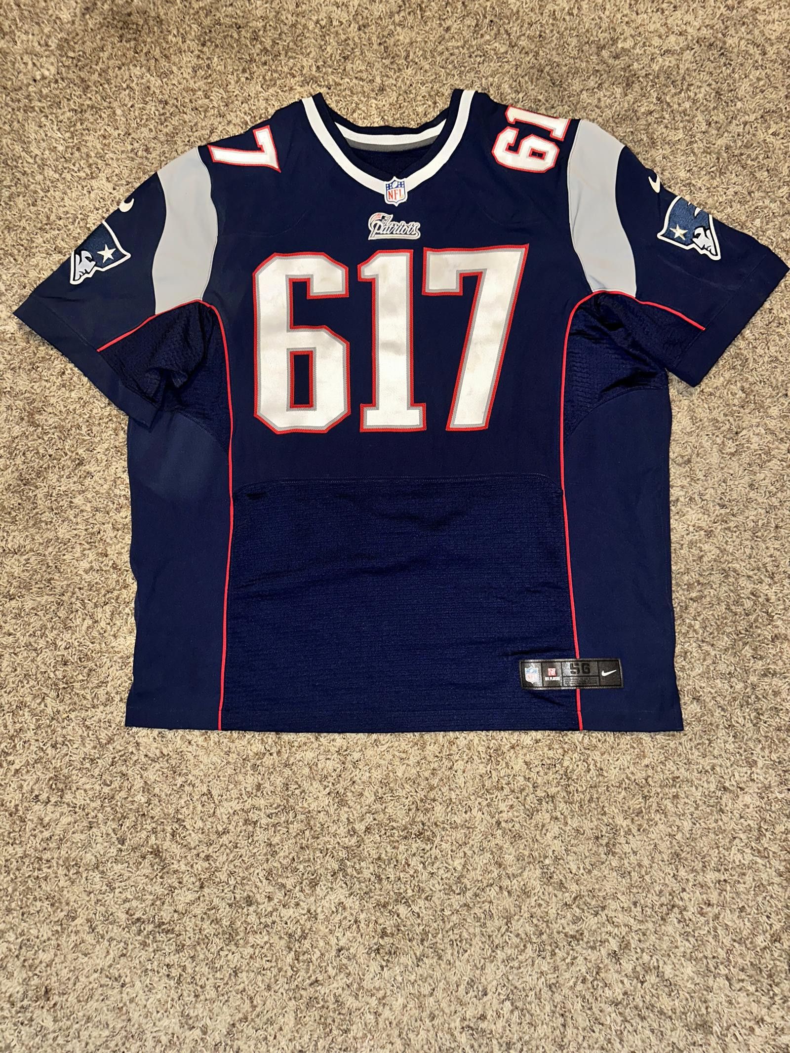 image of Men's New England Patriots Nike Navy Boston Strong 617 in Blue (Size 2XL)