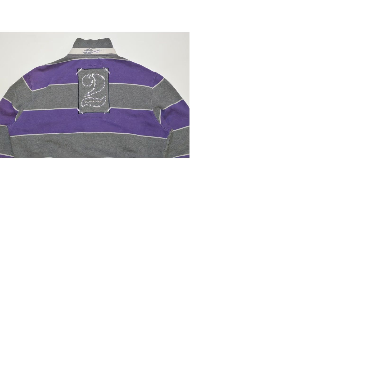 La Martina La Martina New York Hampton Full-Zip Striped Cotton Sweatshirt M Gray Purple Mens Size US M / EU 48-50 / 2 - 9 Thumbnail