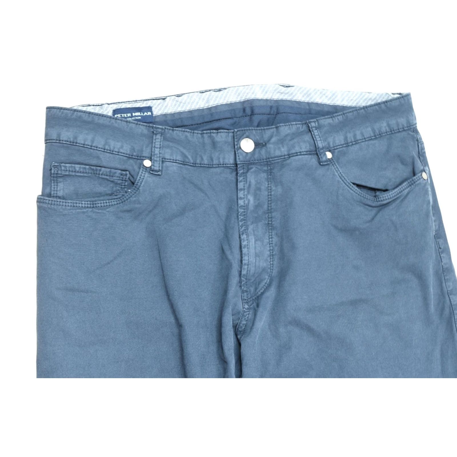 Peter Millar Peter Millar Collection Sateen Chino Pants Blue Straight Leg Mens 36 34 Inseam 30 Regular Flat Front Pockets Size US 36 / EU 52 - 3 Thumbnail
