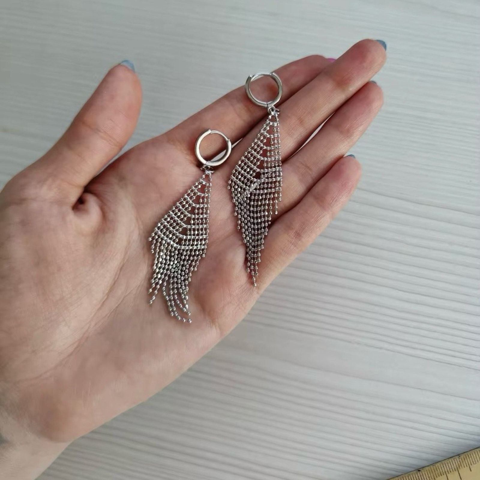 Other New 925 Sterling Silver Long Tassel Earrings Beads Earrings Size ONE SIZE - 6 Thumbnail