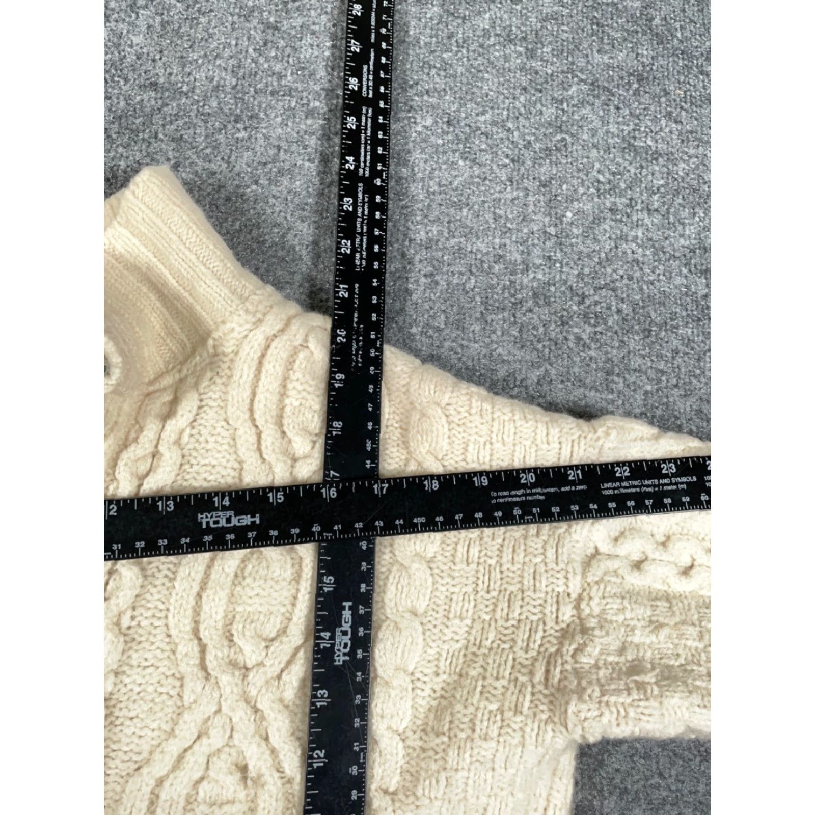 Vintage Aran Crafts Cable Knit High Neck Zip Sweater Women's Small Ivory Wool w/ flaw Size S / US 4 / IT 40 - 5 Thumbnail