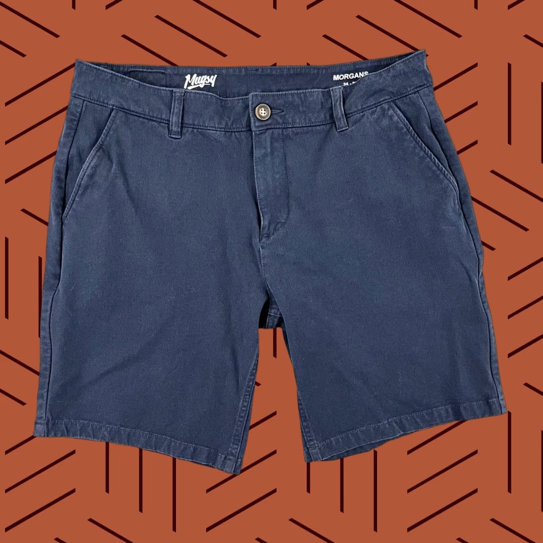 Vintage Mugsy Chino Shorts Men's 34 Faded Navy Blue Golf Casual Performance 9" Inseam Regular Fit Size US 34 / EU 50 - 1 Thumbnail