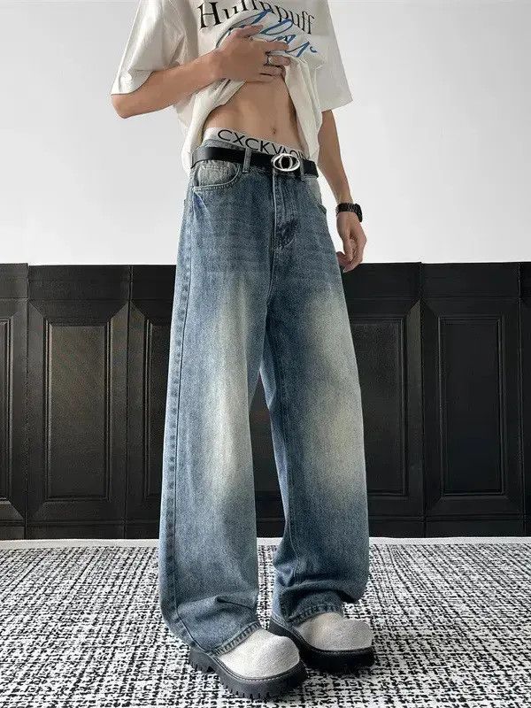 Japanese Brand Retro loose washed straight leg jeans Size US 32 / EU 48 - 4 Thumbnail
