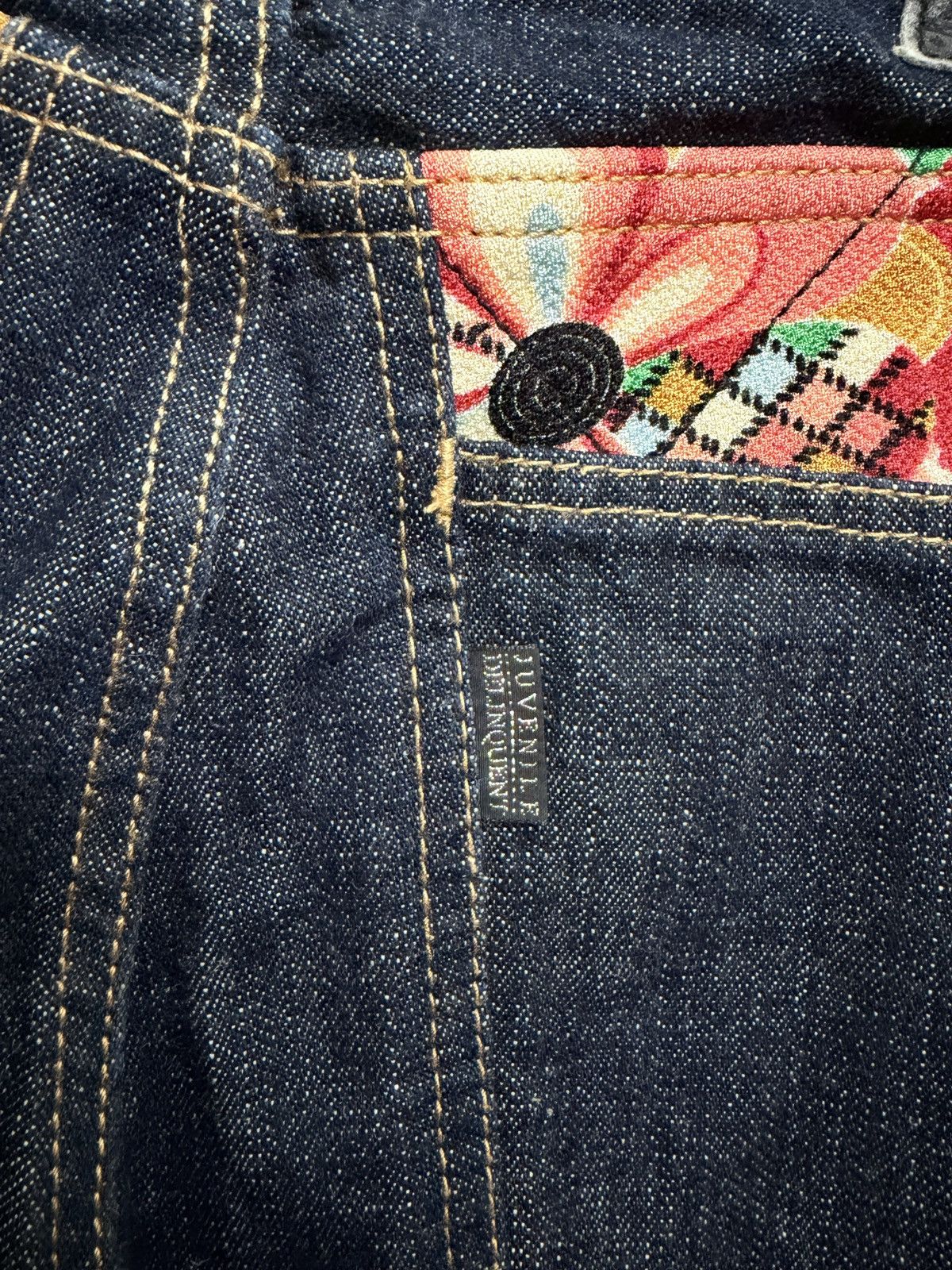 Karakuri Tamashii Juvenile Delinquent Wagara Kimono Panel Straight Denim Jeans Size US 30 / EU 46 - 14 Thumbnail