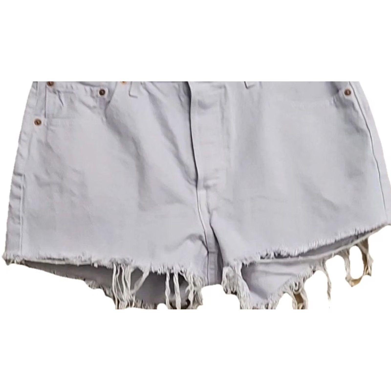 Denime Levi’s 501 Denim Cutoff Shorts Women’s 32 Lilac Raw Hem Distressed Button Fly Size 24" / US 00 / IT 34 - 4 Thumbnail