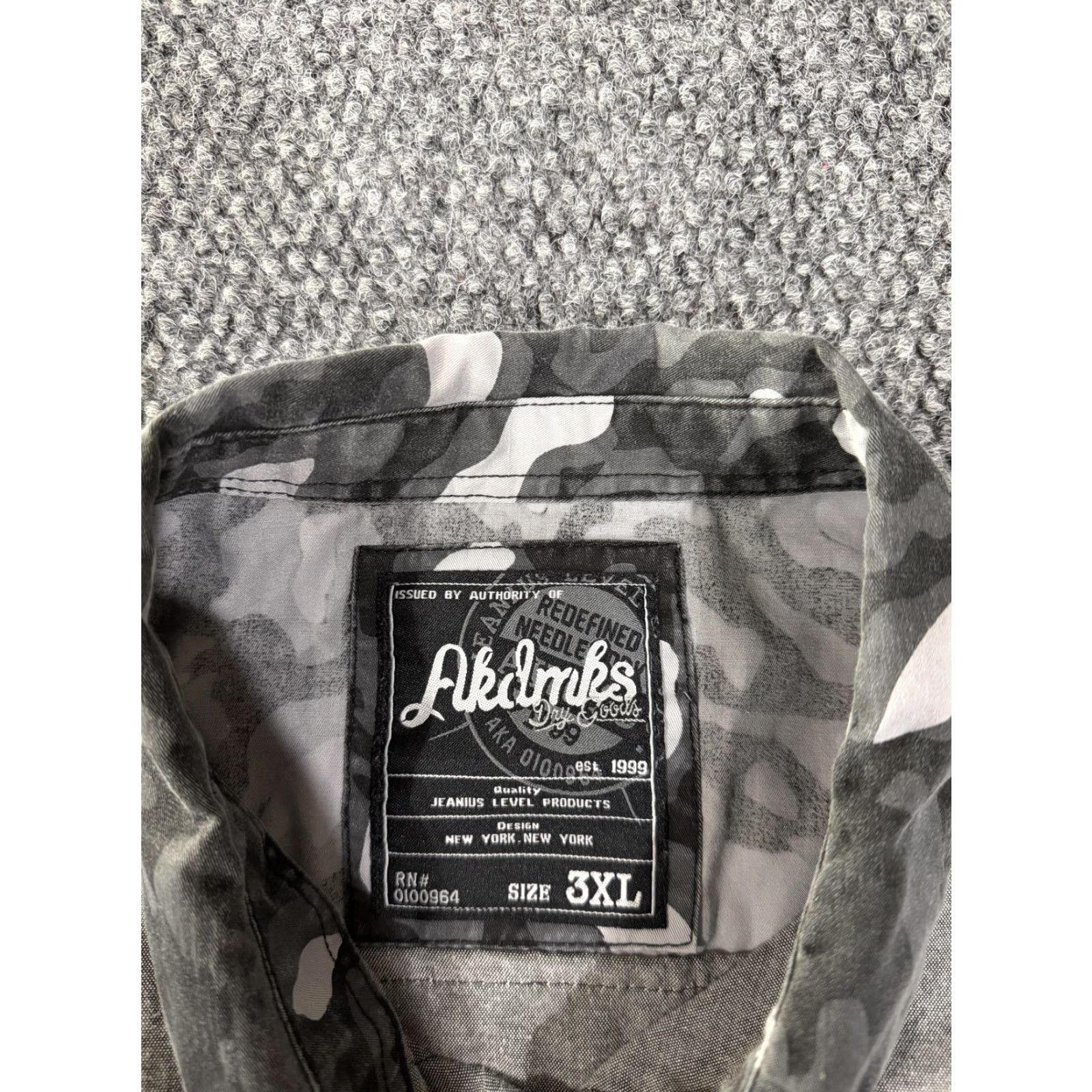 Vintage Akdmks Shirt Mens 3XL Gray Camouflage Trim Long Sleeve Button Front Outdoor Casual Size US XXL / EU 58 / 5 - 4 Thumbnail
