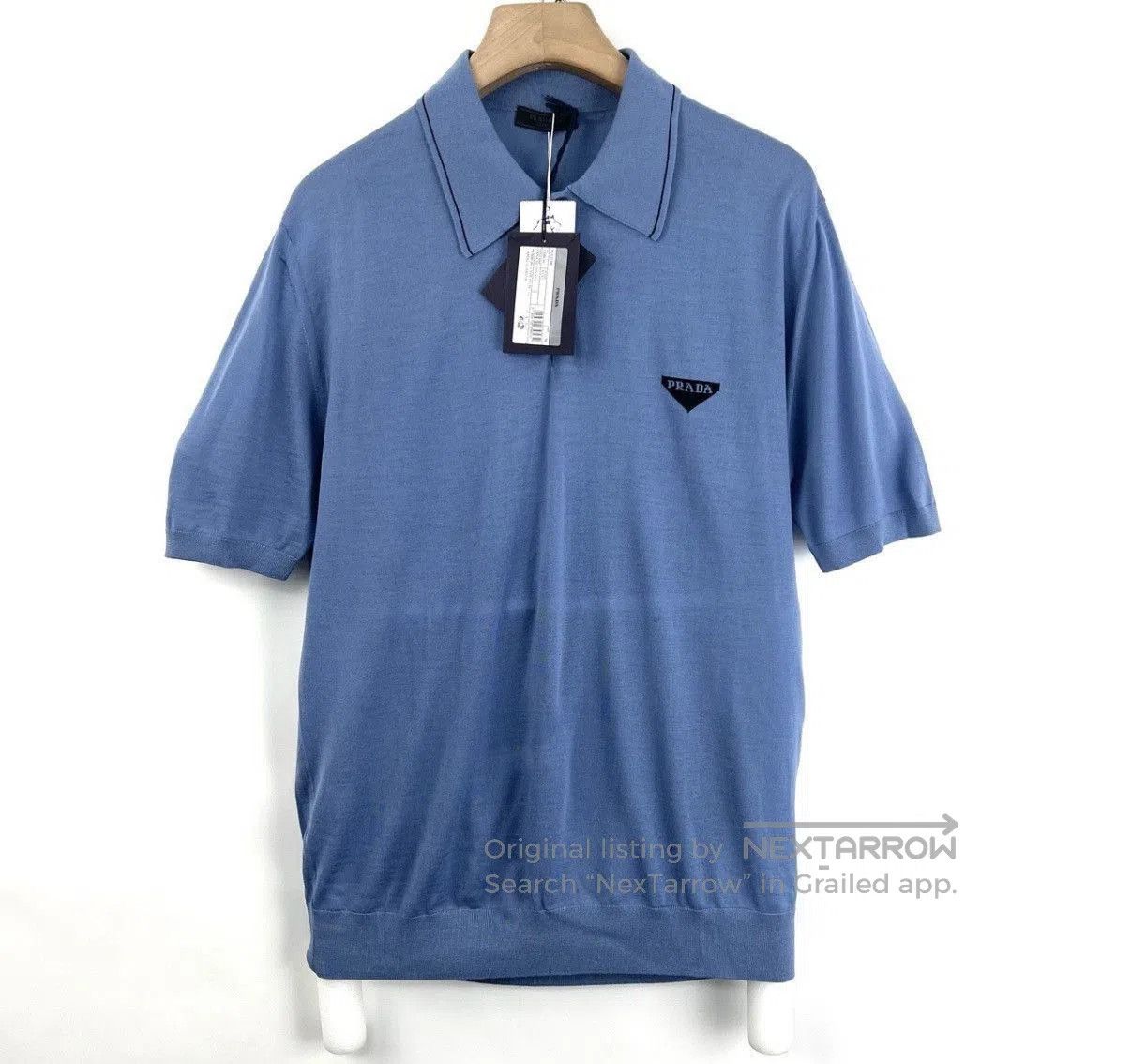 Prada Blue Short Sleeve Polo Shirt Size L. Size US L / EU 52-54 / 3 - 1 Thumbnail