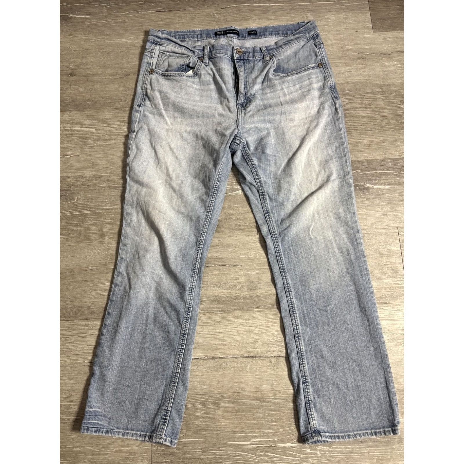 BKE BKE Tyler Straight Jeans Mens 38x32 Light Wash Blue Regular Fit Denim Pants Size US 38 / EU 54 - 2 Thumbnail