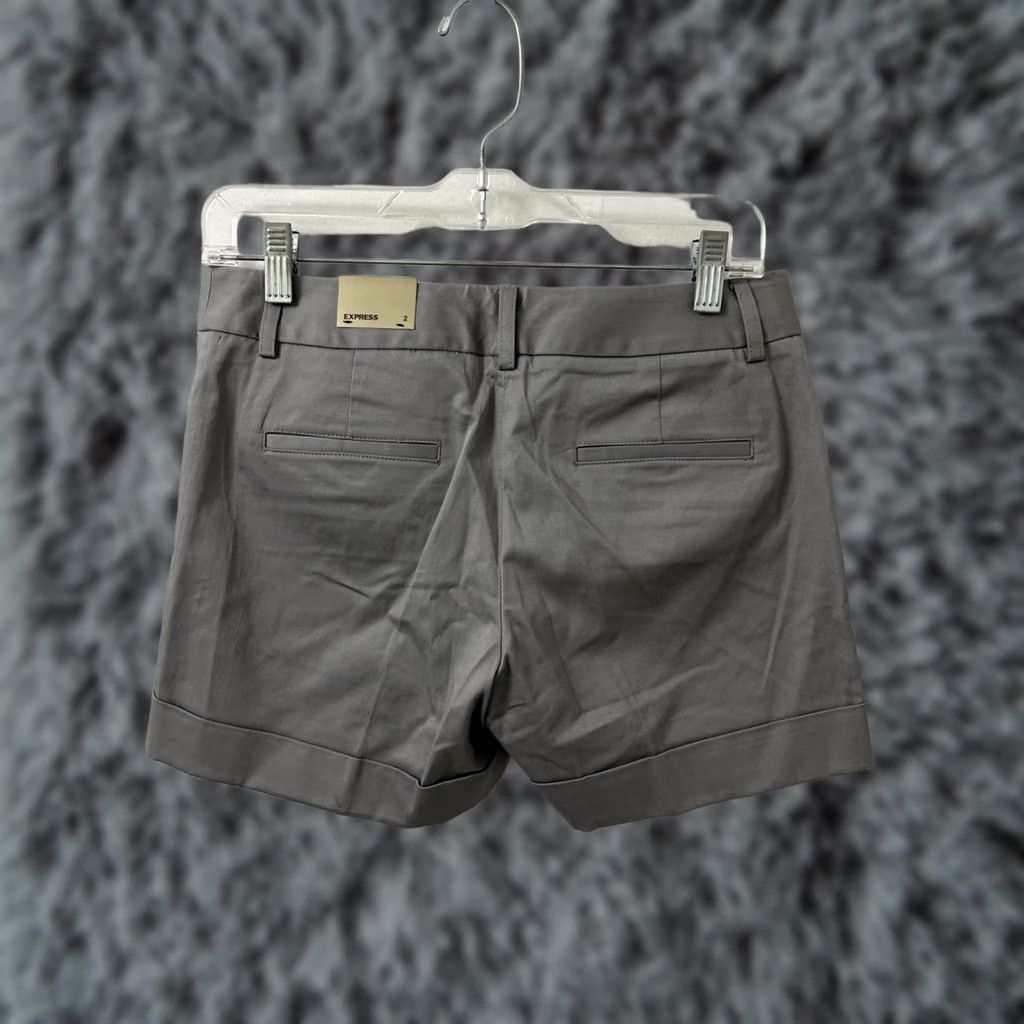 Express VINTAGE: No Express Editor Shorts Womens Size 2 Gray NWT Cotton Blend Stretch Cuffed Chino 4.5in Inseam Pockets Wool? Size 26" / US 2 / IT 38 - 1 Thumbnail
