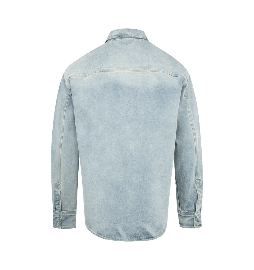 Vetements o1h1sh10525 Embroidered Logo Denim Shirt in Light Blue Size US L / EU 52-54 / 3 - 2 Thumbnail