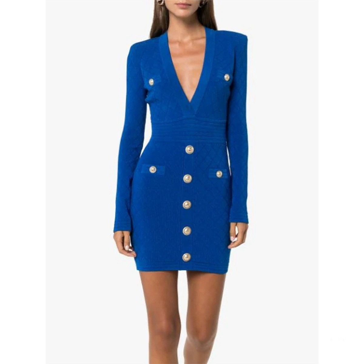 Balmain Balmain - Diamond Knit Bodycon Mini Dress Size S / US 4 / IT 40 - 2 Thumbnail