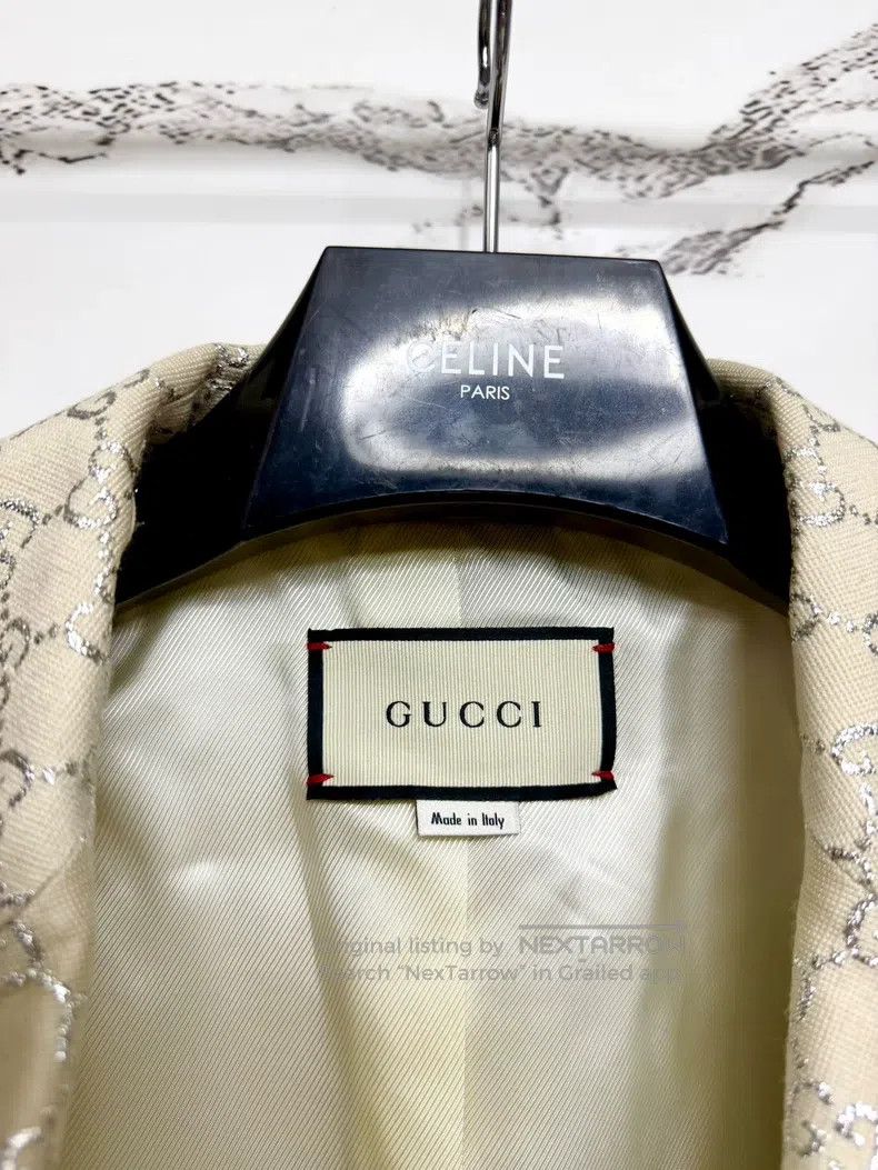 Gucci Guicci Silver print logo short suit jacket dress Size M / US 6-8 / IT 42-44 - 2 Thumbnail