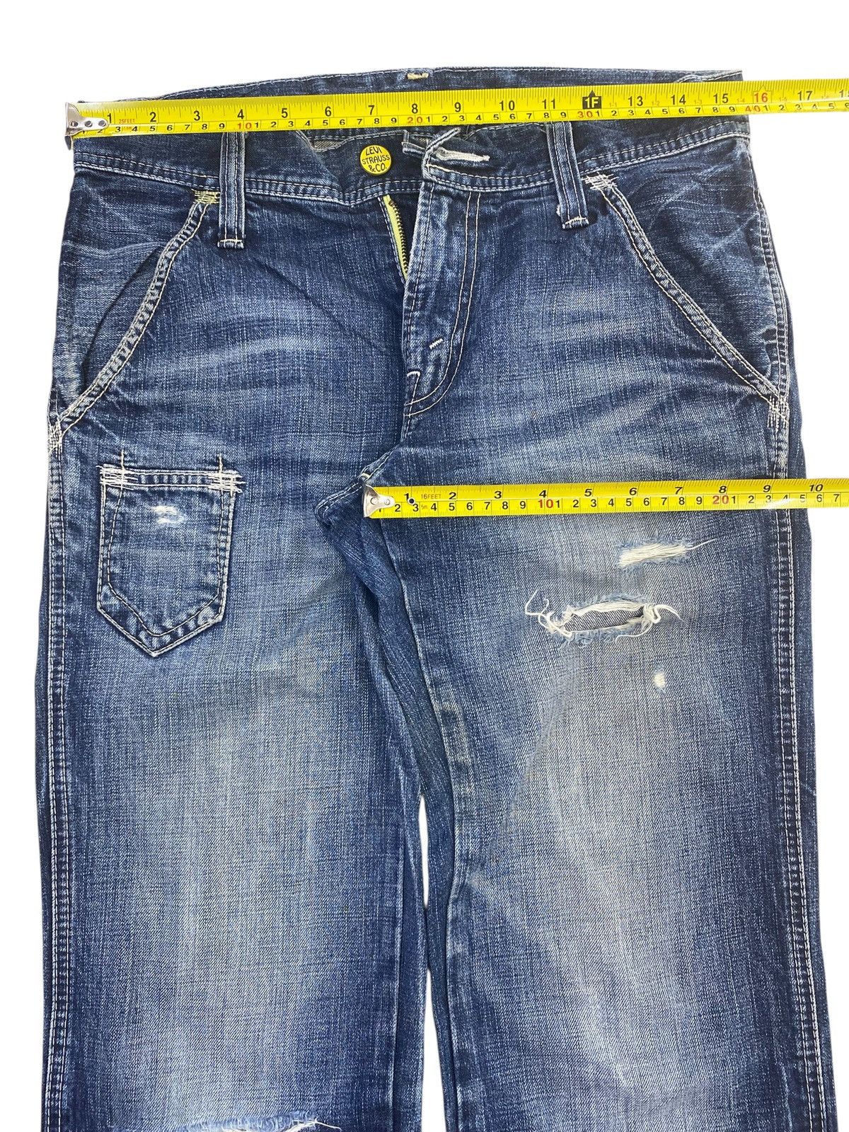 Levi's Levi’s Blue Wash Distressed Style Wide Leg Jeans Size US 31 - 5 Thumbnail