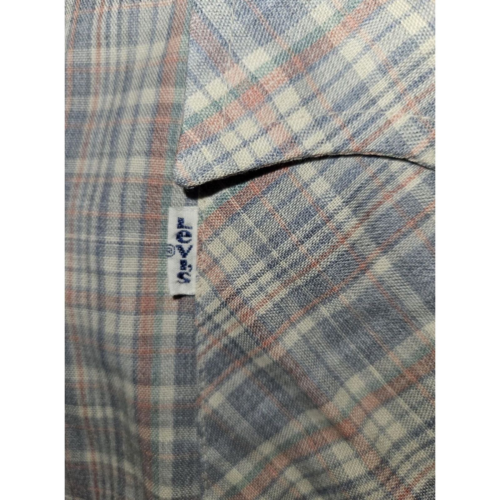 Levi's VINTAGE Levi's Shirt Mens Large Blue Plaid Western Pearl Snap Short Sleeve 90s Size US L / EU 52-54 / 3 - 7 Thumbnail