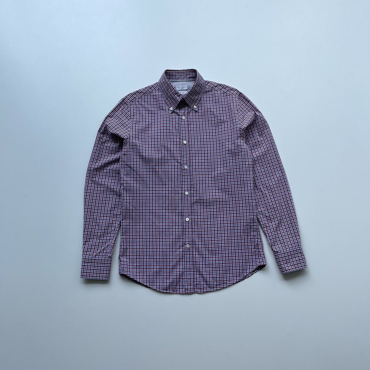 Brunello Cucinelli Brunello Cucinelli Italian Fit Checked Button Ups Shirt Red Size US S / EU 44-46 / 1 - 1 Thumbnail