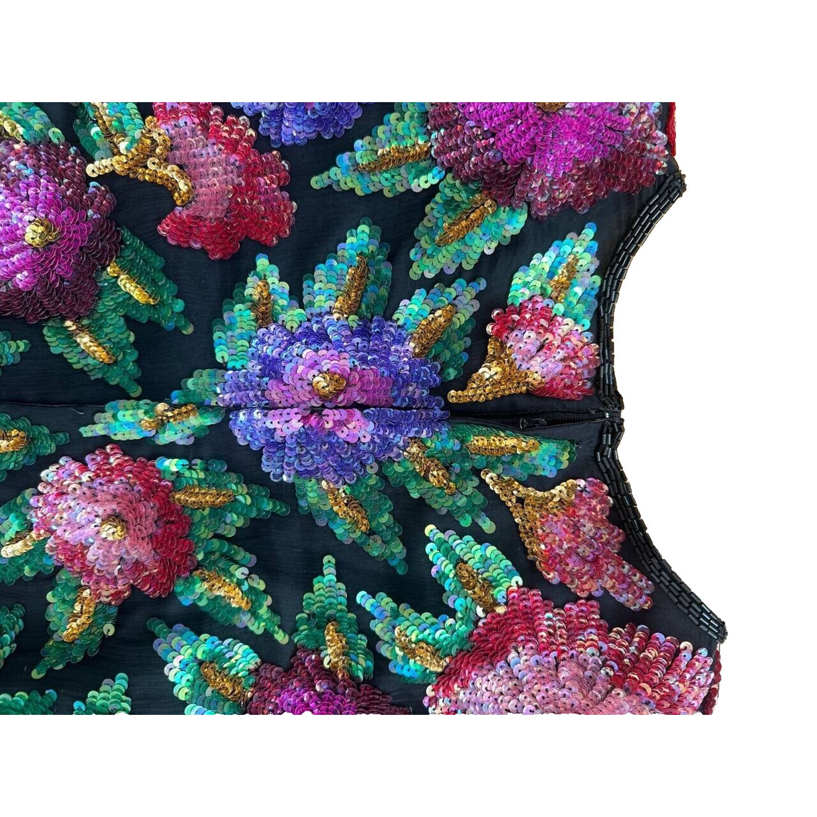 JOHN LAWRENCE SULLIVAN Laurence Kazar Vintage Kazar Silk Sequin Floral M A000609 Size M / US 6-8 / IT 42-44 - 3 Thumbnail