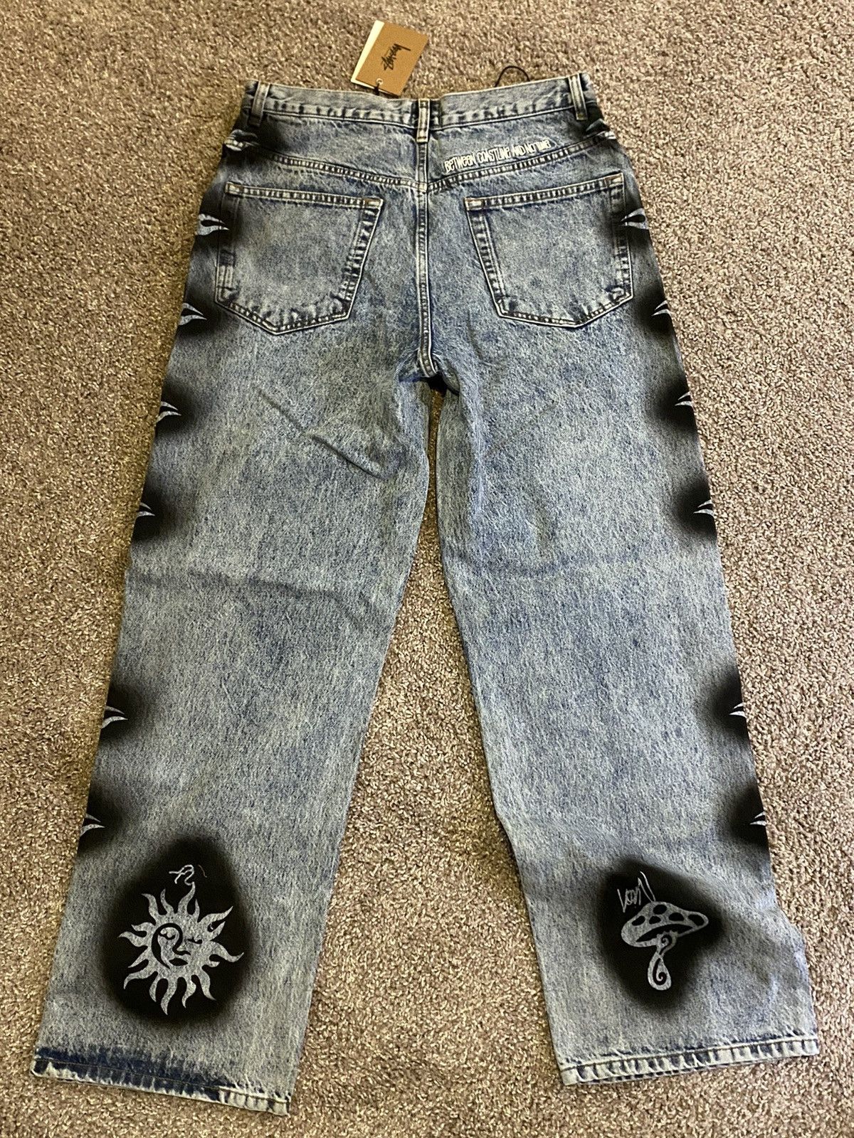 Dries Van Noten × Stussy Stussy X Dries Van Noten hand-stenciled Jeans Blue  32 Unworn | Grailed