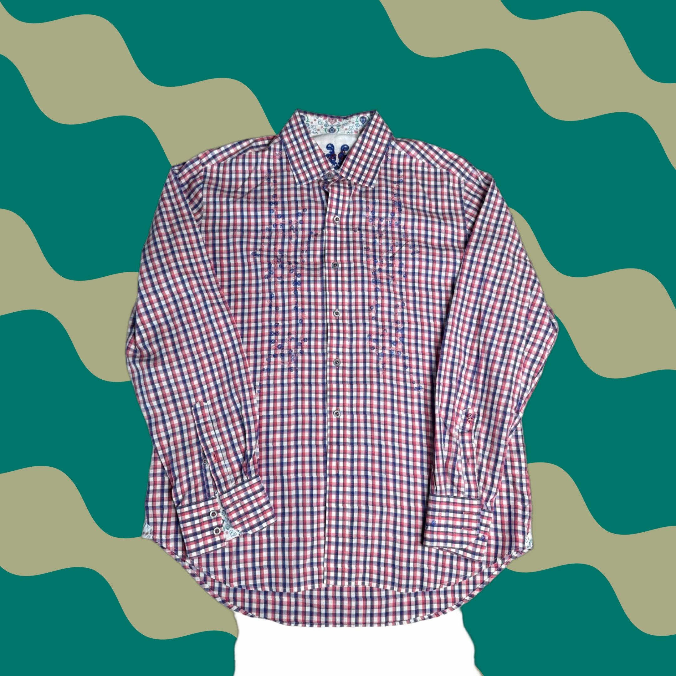 Robert Graham Robert Graham Button-Down Shirt Plaid Embroidered Long Sleeve Red Large Size US L / EU 52-54 / 3 - 1 Thumbnail