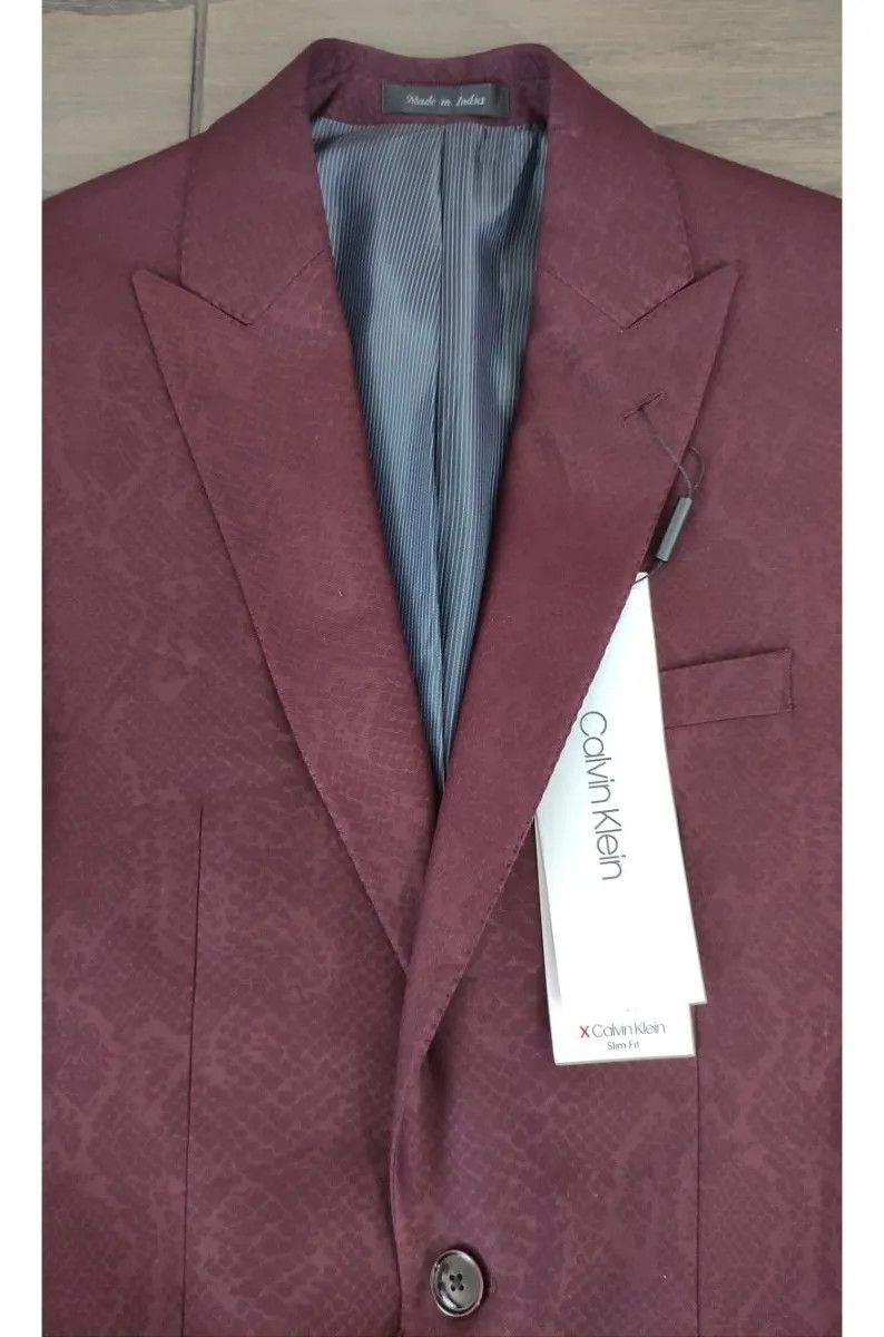 Calvin Klein Calvin Klein Sport Blazer Wine Animal Print-fashionella Size 36R - 3 Thumbnail