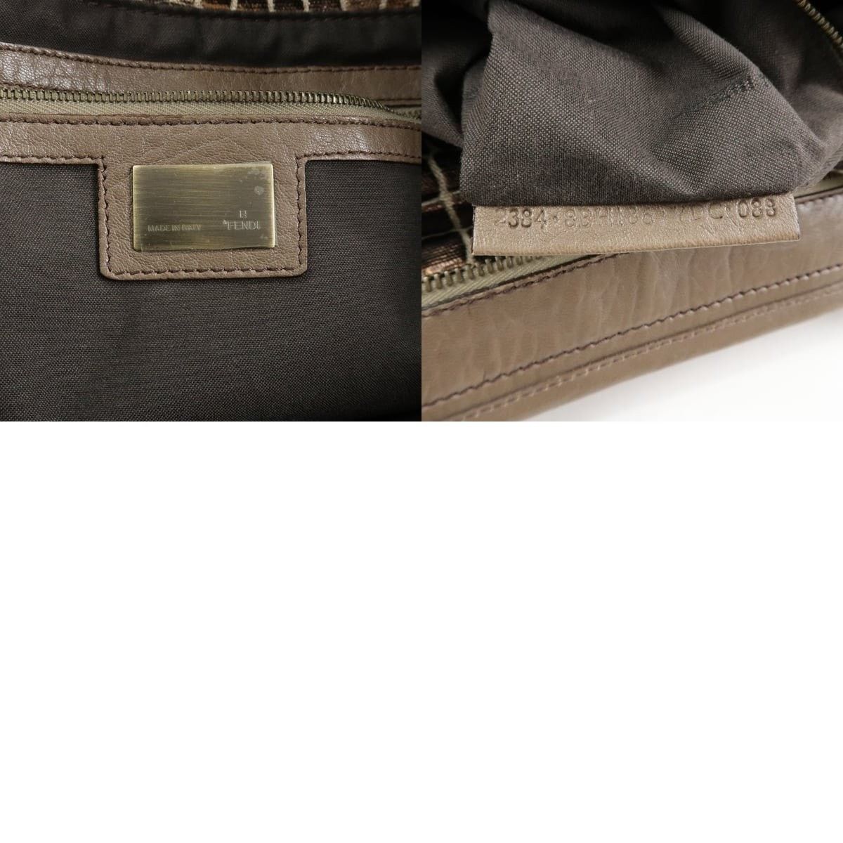 Fendi Fendi Embossed Leather Gathered Shoulder Tote Brown Size ONE SIZE - 8 Thumbnail