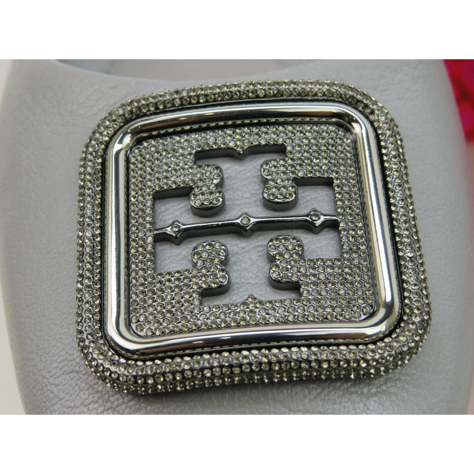Tory Burch TORY BURCH GEORGIA GRAY LEATHER LOGO GRYSTALS REVA FLATS 10 Size US 10 / IT 40 - 2 Thumbnail