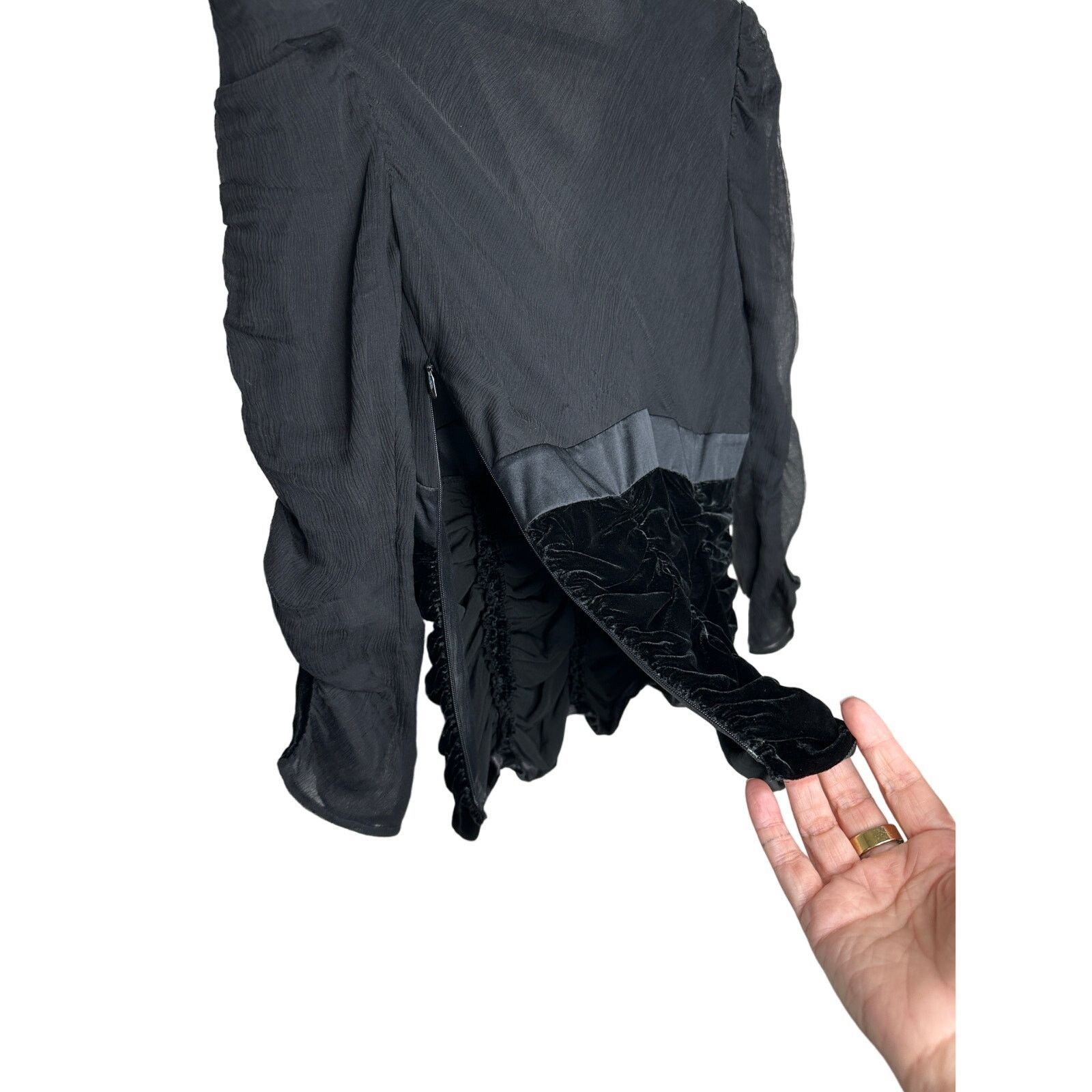 Other Catherine Malandrino Black Deep-V Satin 3/4 Sleeve Blouse S Size S / US 4 / IT 40 - 7 Thumbnail