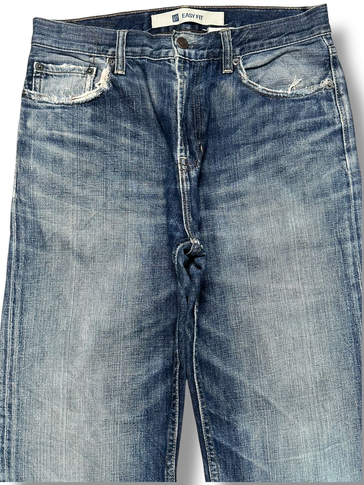 Gap GAP Vintage Straight Loose Distressed Jeans With Faded Wash Size US 31 - 2 Thumbnail