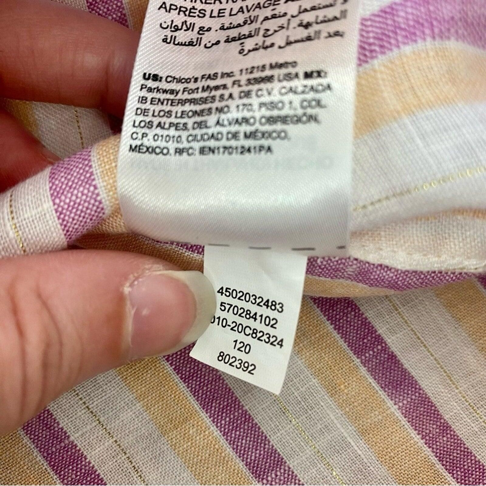 Chicos Chicos Striped Orange Linen Button-up Top Womens XLarge 16 Size XL / US 12-14 / IT 48-50 - 12 Thumbnail