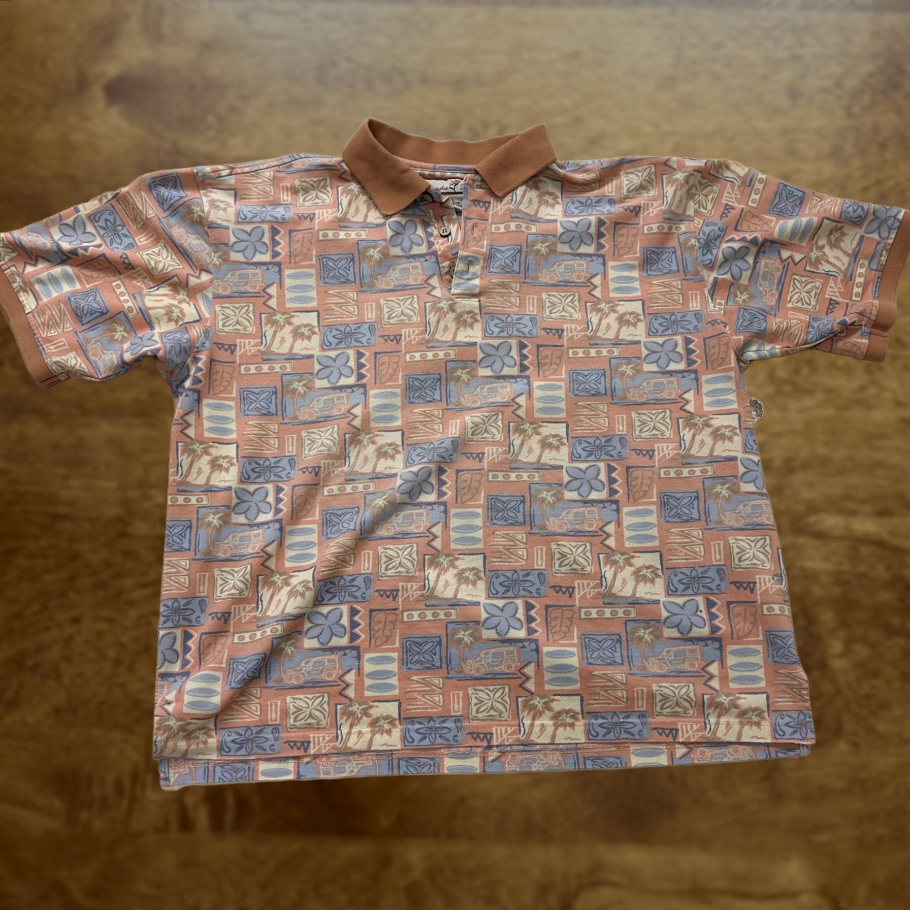 Paradise Paradise Blue Polo Shirt Mens XL Multicolor Patchwork Short Sleeve Tropical Beach Mens XL Polo Shirt Multicolor Patchwork Beach Casual Summer Men Size US XL / EU 56 / 4 - 1 Thumbnail