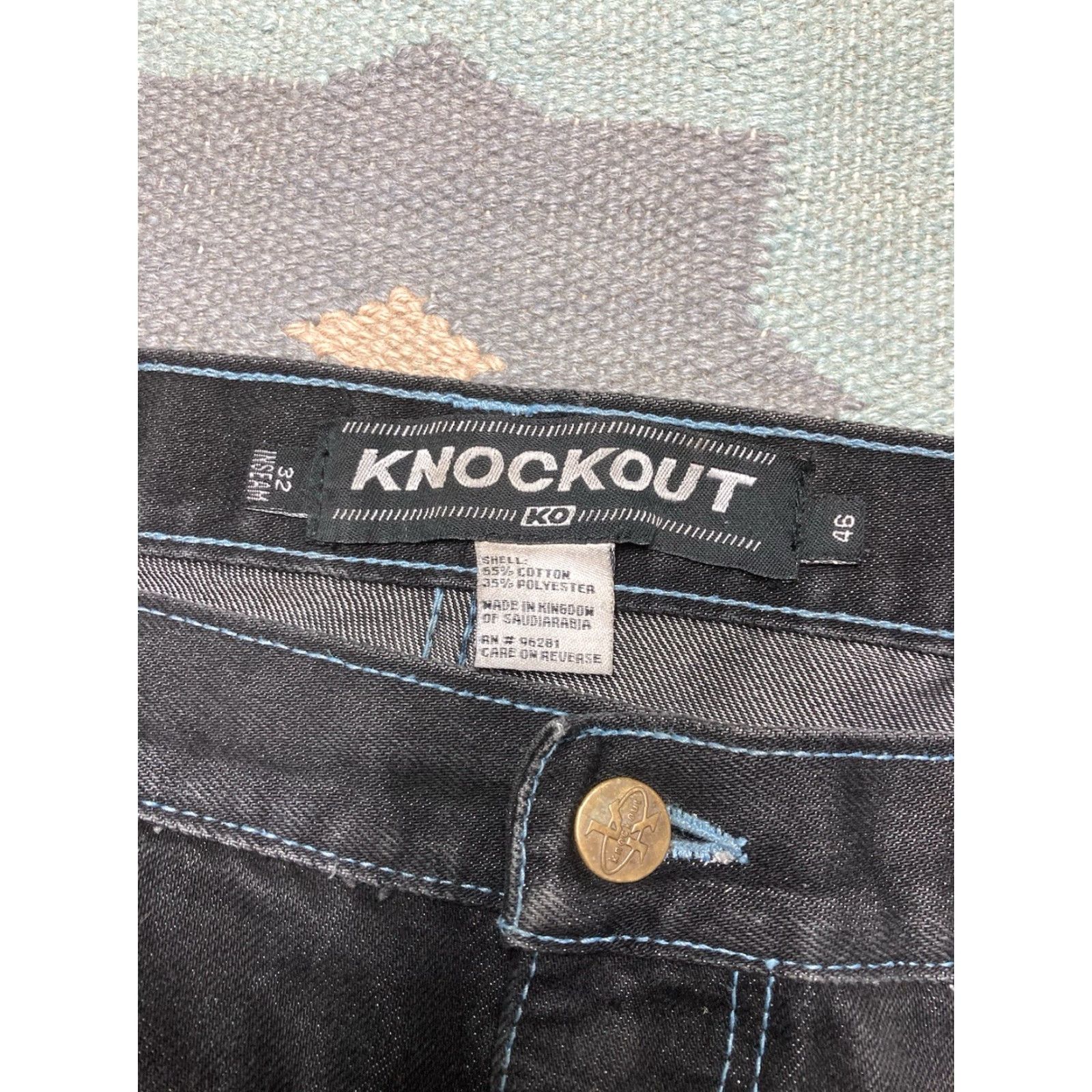Vintage VINTAGE Knockout Jeans Wide-Leg 45x30 Black Hip Hop Grunge Skater Men Jeans Reg 45" Inseam 30" 9.5" Leg Opening Size US 44 / EU 60 - 8 Thumbnail