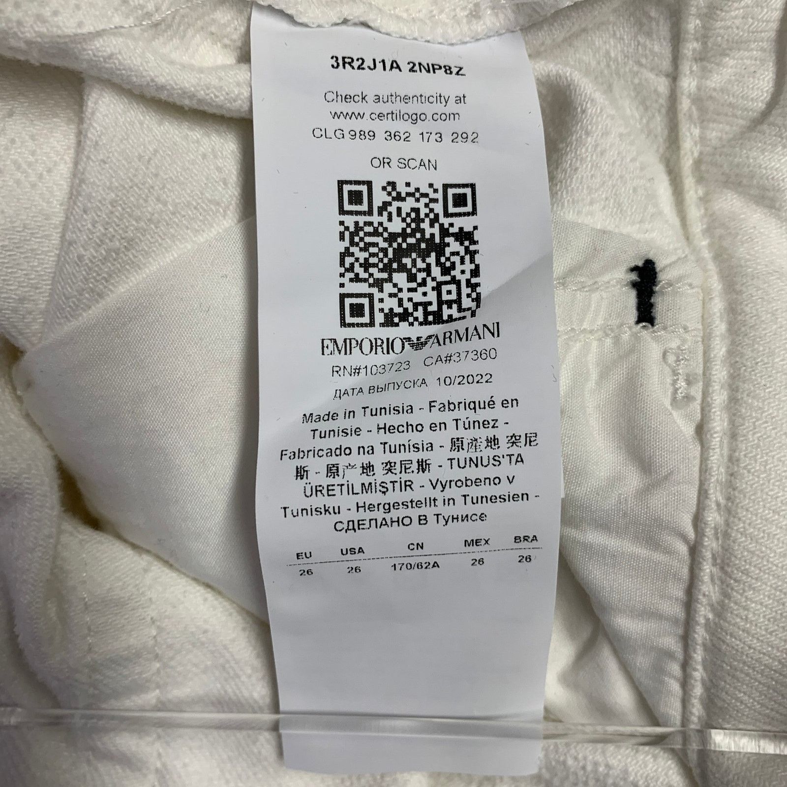 Emporio Armani EMPORIO ARMANI White Black Cotton Straight Five Pockets Size US 28 / EU 44 - 5 Thumbnail