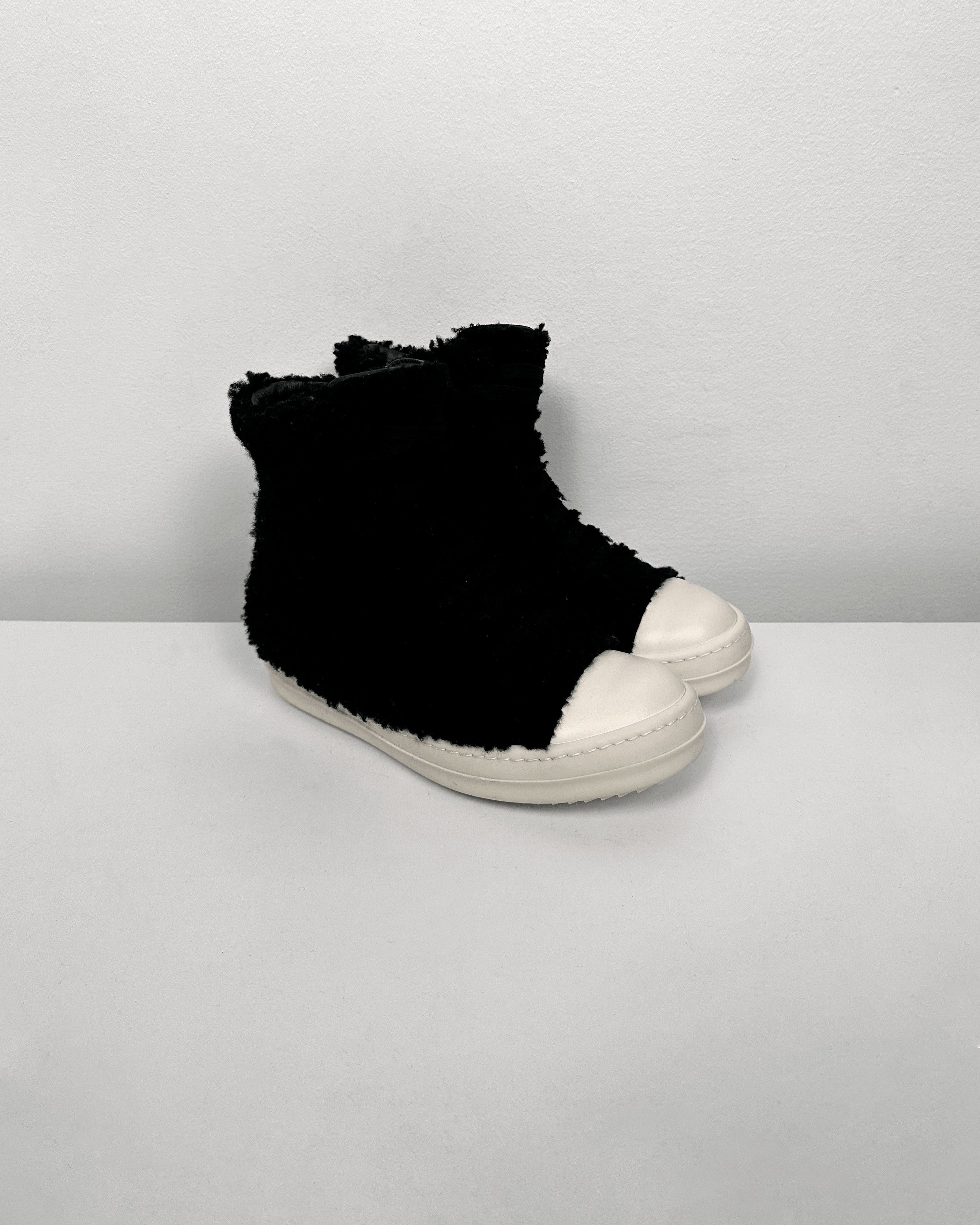 Pre-owned Rick Owens Fur Shearling Black Ramones Shoes
