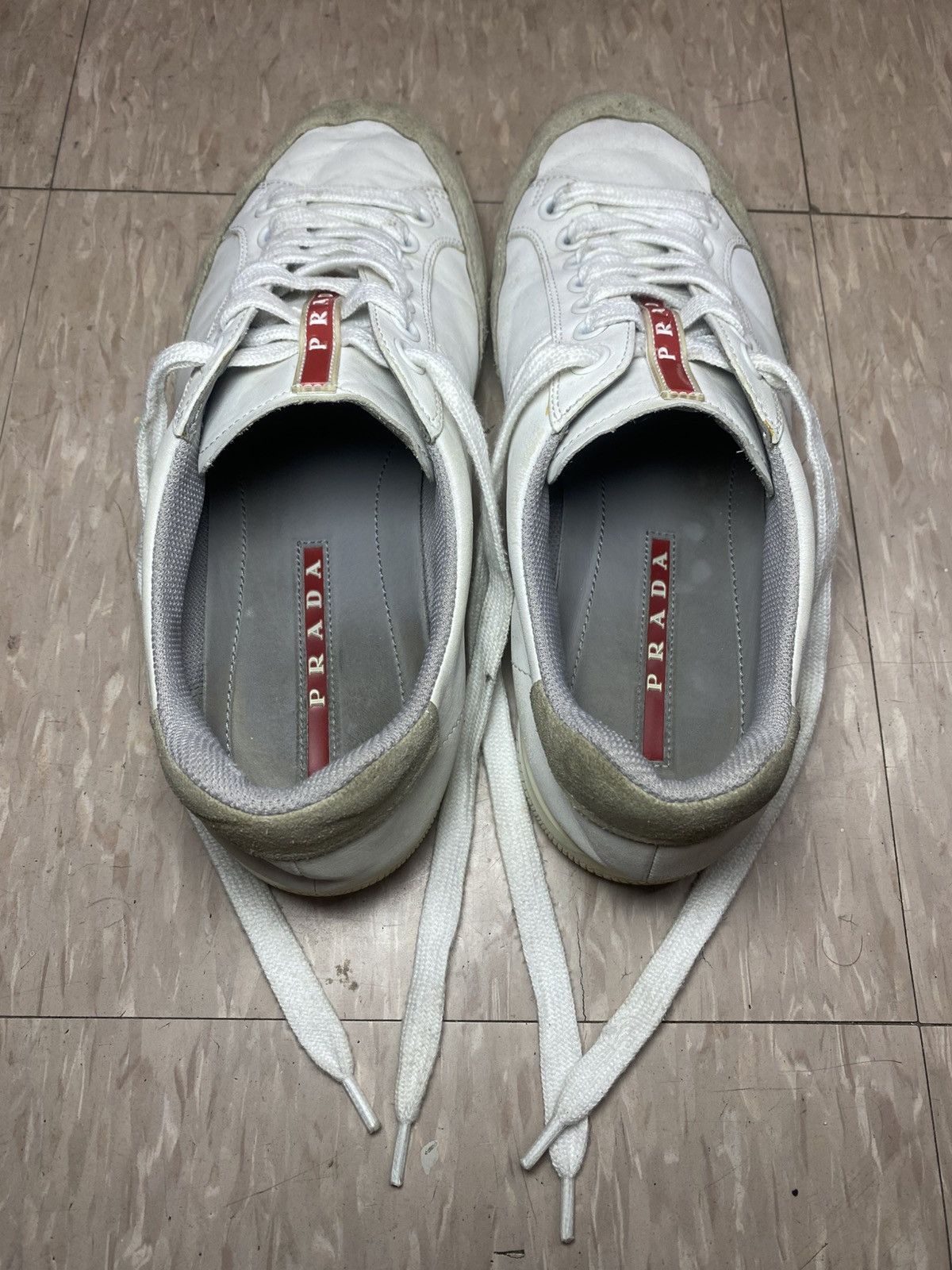 Designer × Prada Luxury prada sneakers shoes 4E3027 white leather Size US 7 / EU 40 - 14 Thumbnail