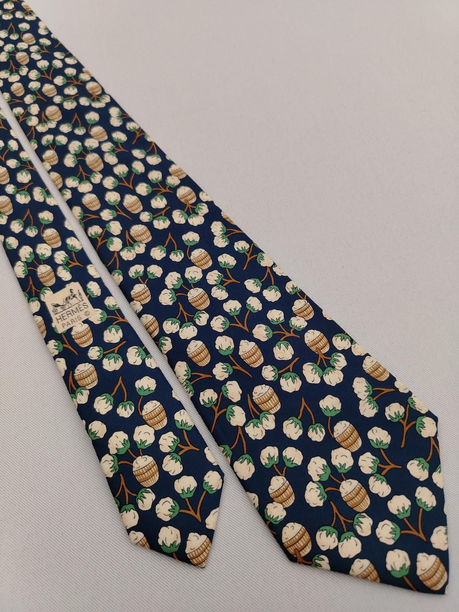 Hermes Hermes Paris 7496 IA Silk Designer Necktie Cotton Theme Tie Size ONE SIZE - 4 Thumbnail