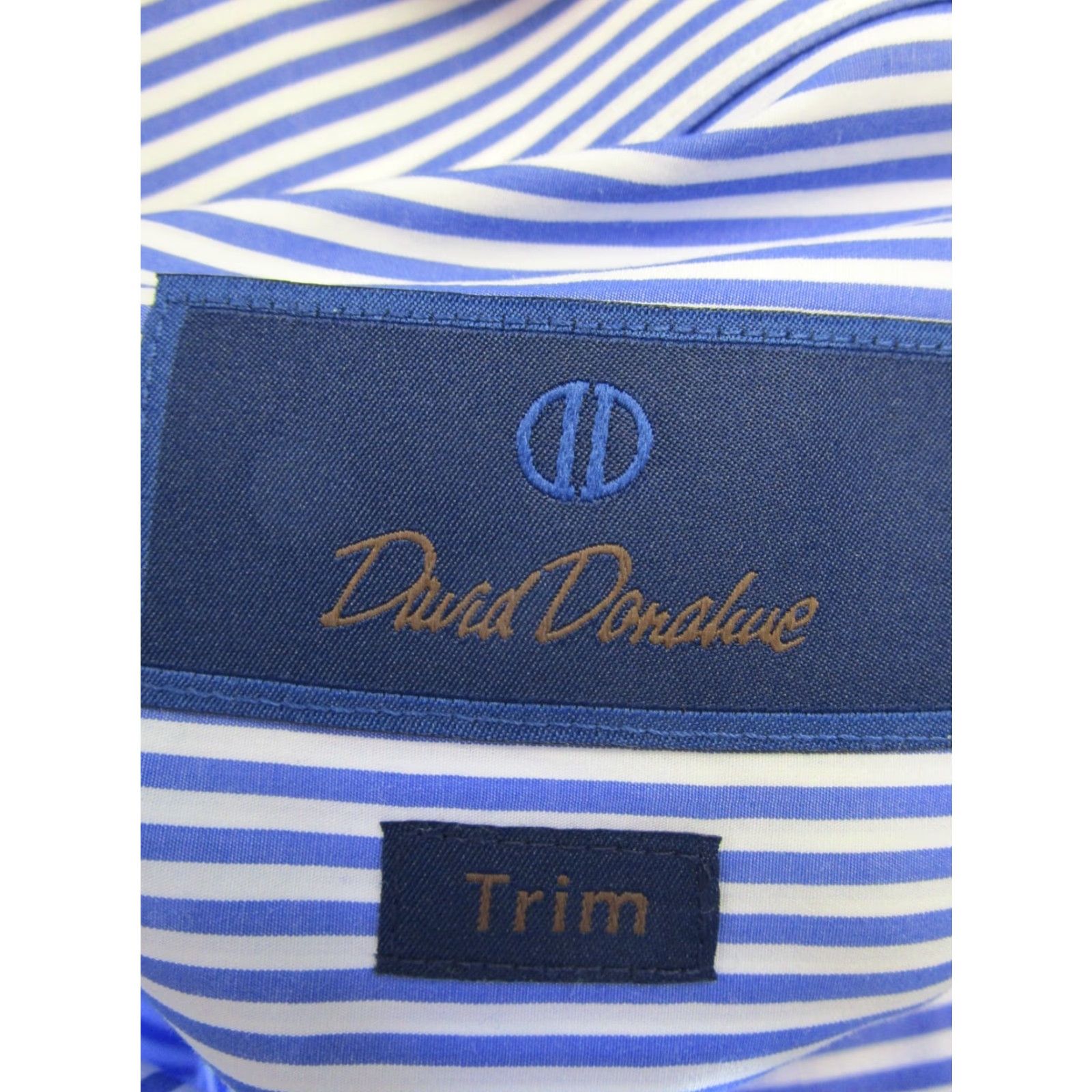 David Donahue VINTAGE David Donahue Dress Shirt Mens 17 White Striped Cotton Long Sleeve 17 White Mens Dress Shirt Size 46R - 6 Thumbnail