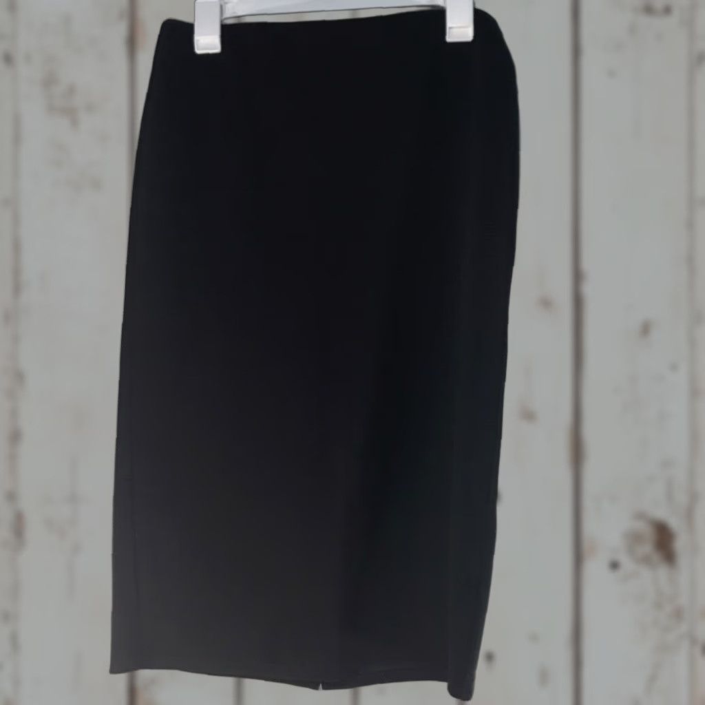 Vintage Tacera Black Textured Pull On Midi Skirt Women Size M Size 32" / US 10 / IT 46 - 1 Thumbnail