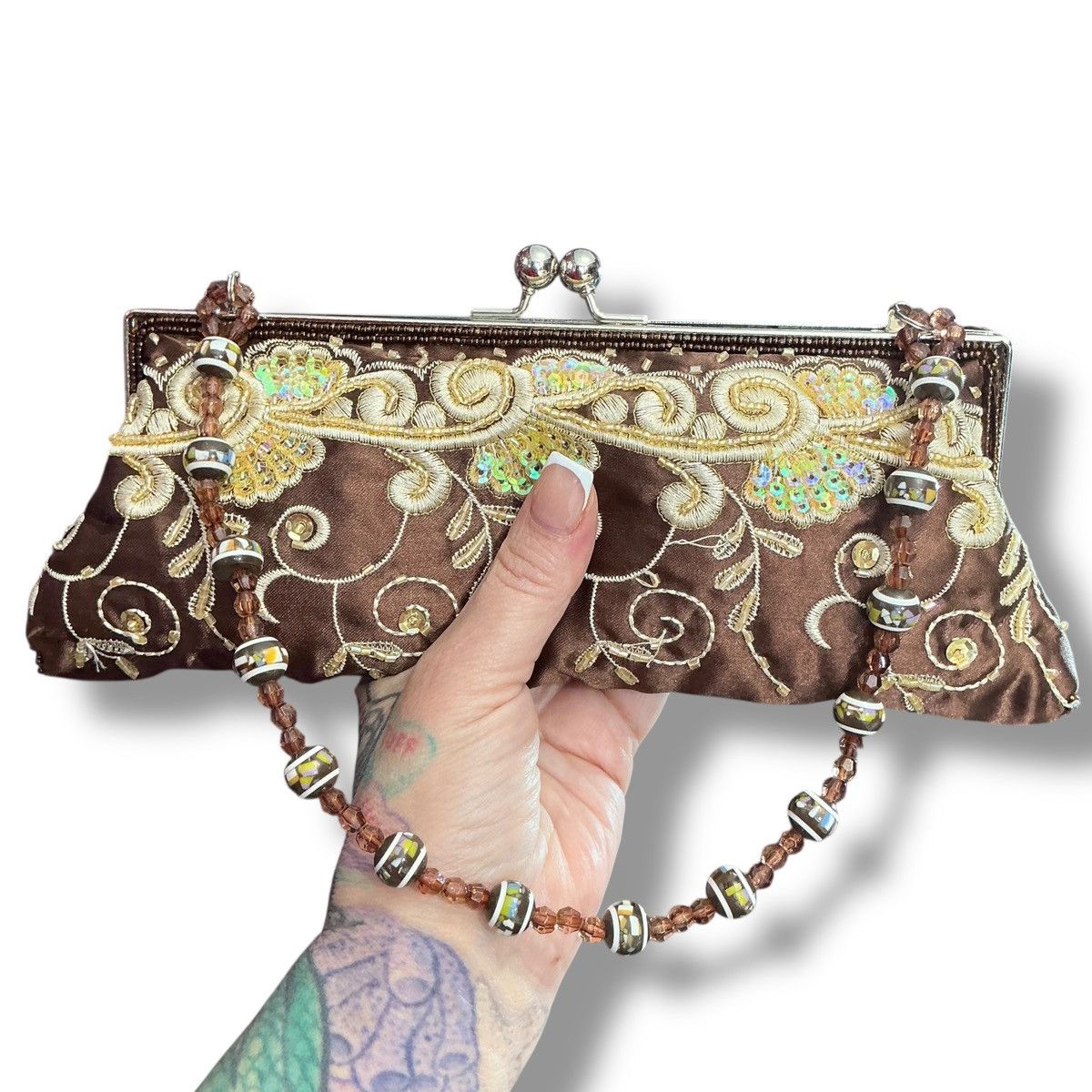 Other Vintage Chateau Brown and Gold Embroidered Clutch Size ONE SIZE - 1 Thumbnail