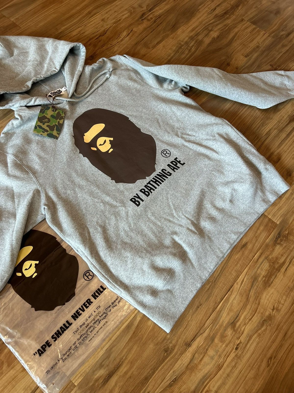 Bape NEW Bape Gray By Bathing Ape Face Pullover Hoodie Size US XL / EU 56 / 4 - 5 Thumbnail