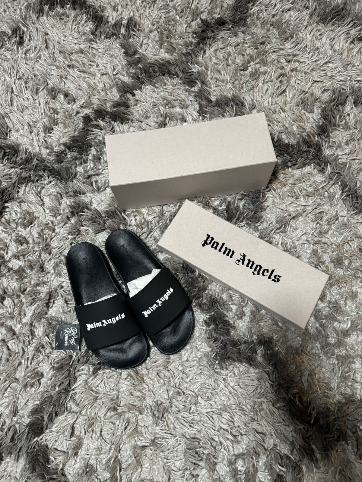 image of Palm Angels Palm Angles Slides in Black, Men's (Size 11)