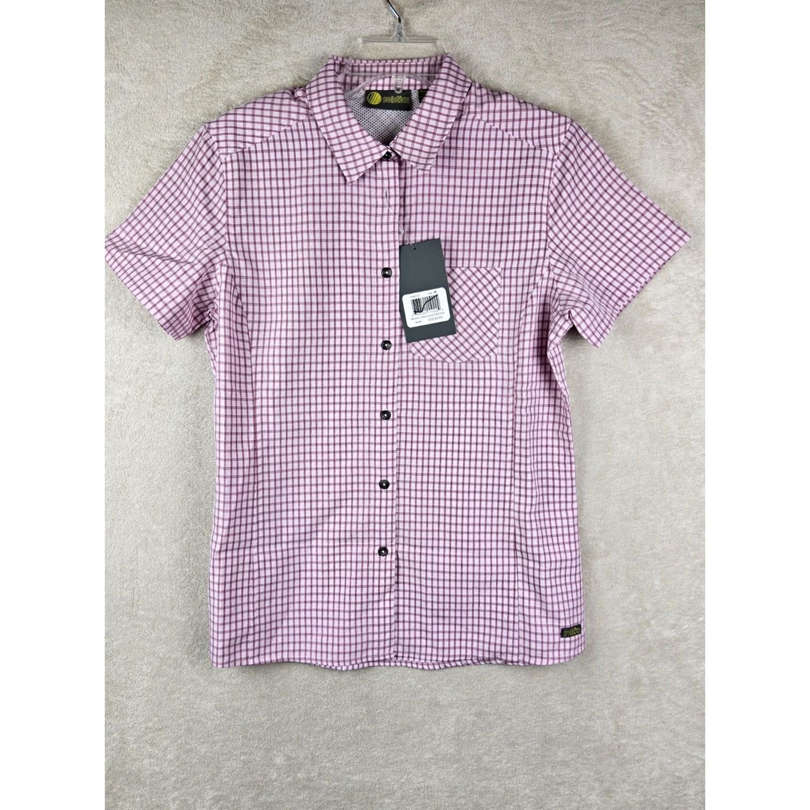 Vintage VINTAGE Solstice Shirt Womens Short Sleeve Travel Hiking UPF 50 Pink Plaid M Size M / US 6-8 / IT 42-44 - 2 Thumbnail