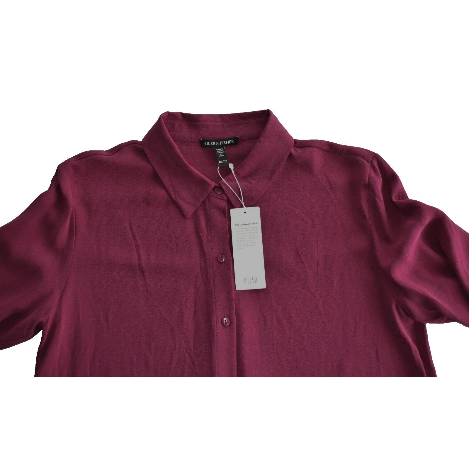 Eileen Fisher NWT EILEEN FISHER Silk Crepe Long Sleeve Shirt Size XXS $278 Size XXS / US 00 / IT 34 - 4 Thumbnail