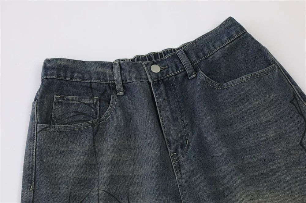 Japanese Brand Men's Loose-Fit Casual Denim Shorts with Spider Print Size US 32 / EU 48 - 3 Thumbnail