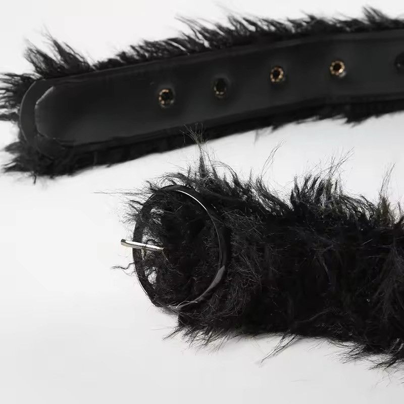 Japanese Brand × Leather Retro PU Leather Faux Fur Belt Size ONE SIZE - 3 Thumbnail