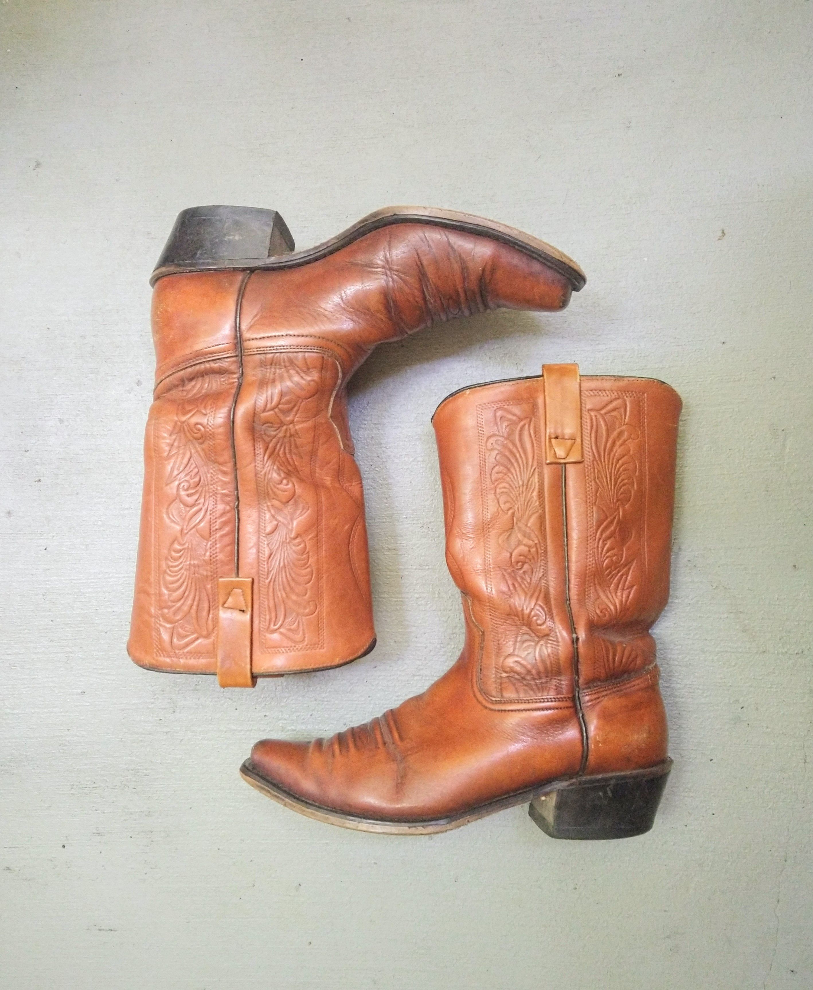 Genuine Leather Acme Cowboy Boots Size 9.5 Brown Leather Western Botas Size US 9.5 / EU 42-43 - 1 Thumbnail