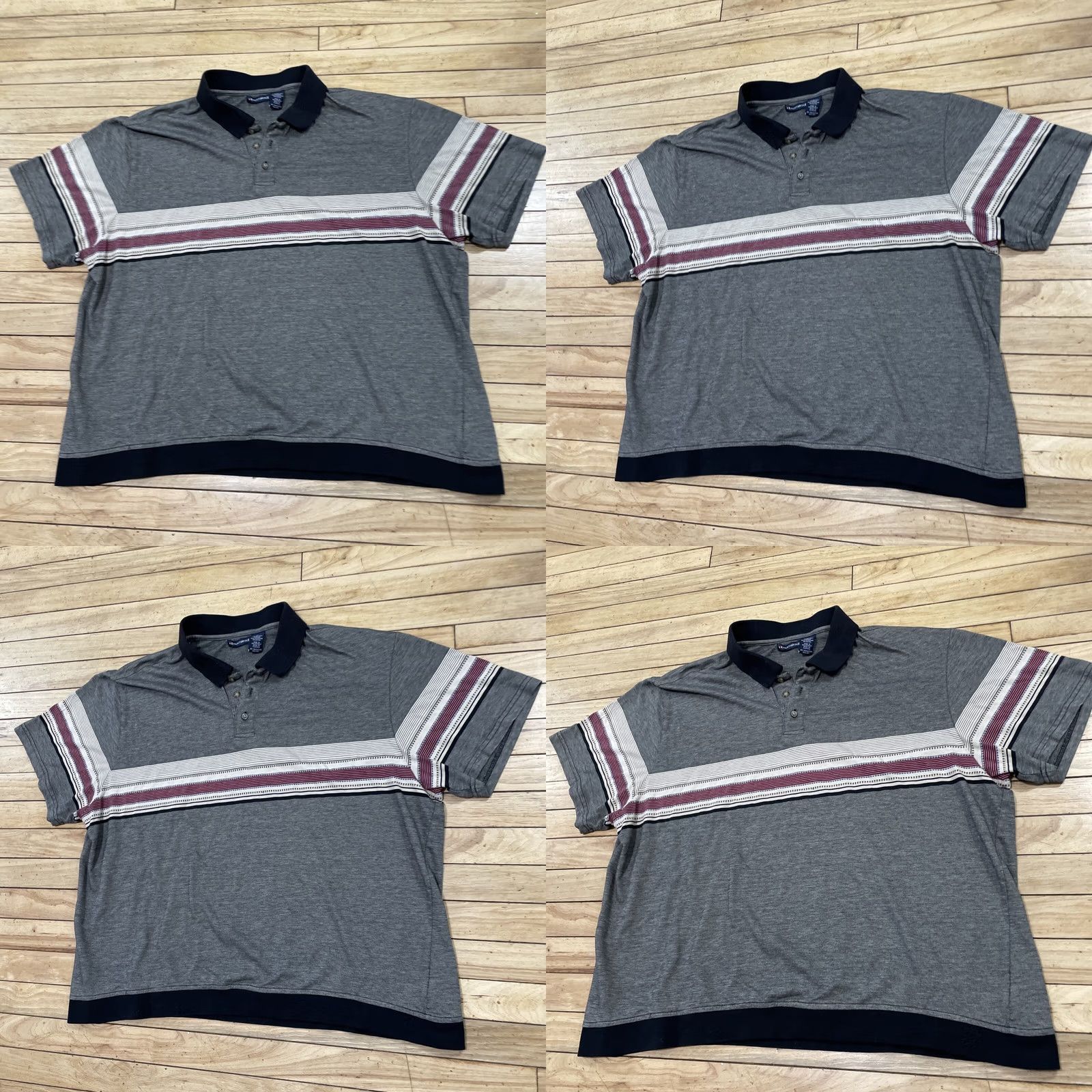 Vintage VINTAGE Knightsbridge Polo Shirt Men 3XL Gray Southwestern Aztec Red Stripe Shirt Polo Short Sleeve Knit Cotton Blend Geometric 90s Mens Size US XXL / EU 58 / 5 - 11 Thumbnail